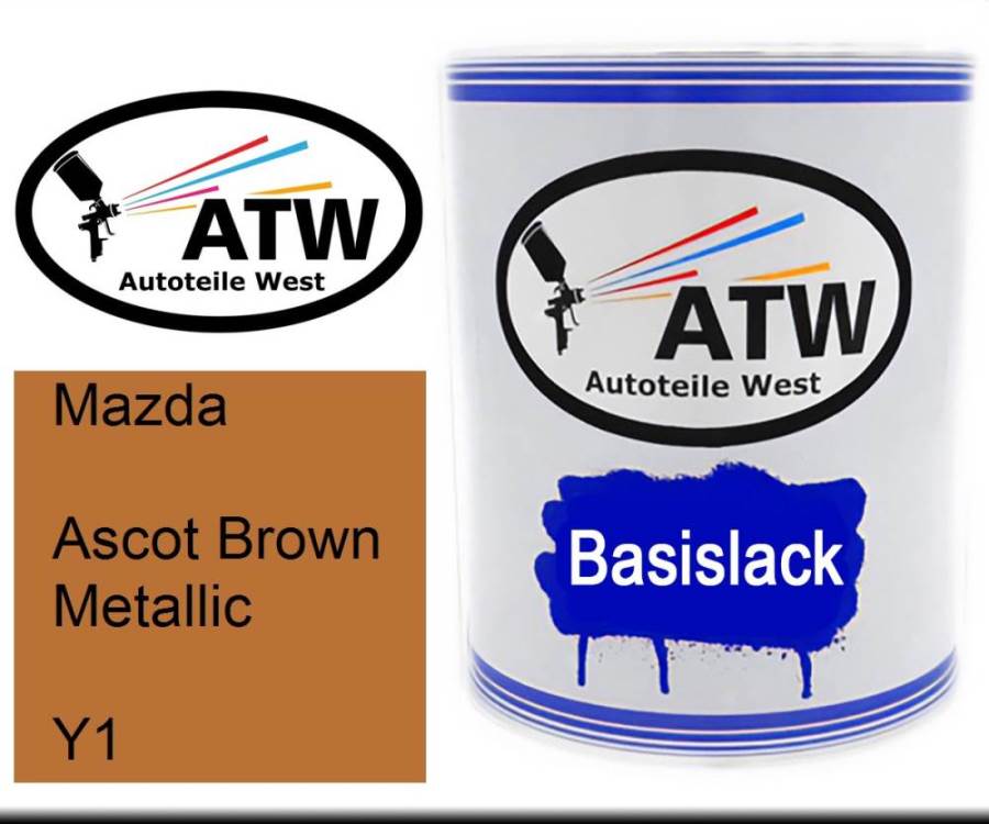 Mazda, Ascot Brown Metallic, Y1: 1L Lackdose, von ATW Autoteile West.